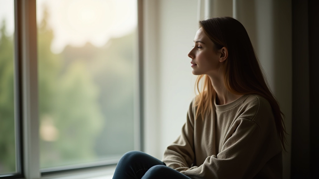 Person sitzt nachdenklich am Fenster